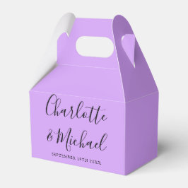 Minimalistische lila lavendel signature script bru bedankdoosjes