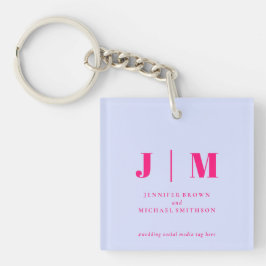 Minimalistische lila roze eenvoudige monogram sleutelhanger