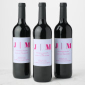 Minimalistische lila roze simpele drank bruiloft wijn etiket (Flessen)