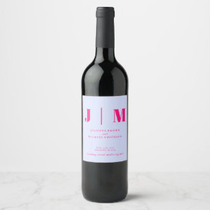 Minimalistische lila roze simpele drank bruiloft wijn etiket