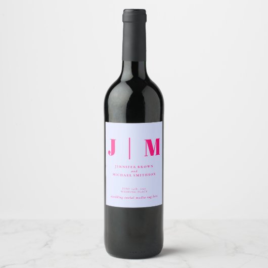 Minimalistische lila roze simpele drank bruiloft wijn etiket (Voorkant)