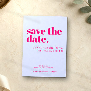 Minimalistische lila roze trouwfoto kalligrafie save the date