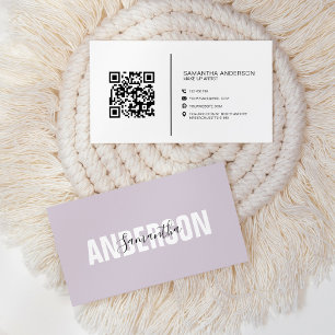 Minimalistische Lilac Lavendel QR-code Modern Visitekaartje