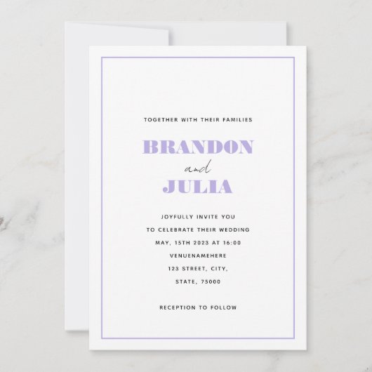 Minimalistische Lilac Lavendel Rand Frame QR Code Kaart (Voorkant)