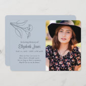 Minimalistische Lily Memorial-fotokaart (Voorkant / Achterkant)