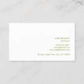 Minimalistische Lime Green Professional Modern Visitekaartje (Achterkant)