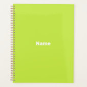 Minimalistische lime groene aangepaste jaarnaam mo planner (Voorkant)