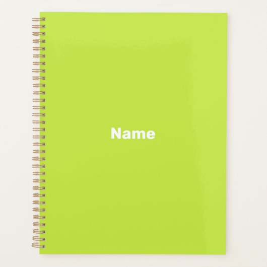 Minimalistische lime groene aangepaste jaarnaam mo planner (Voorkant)
