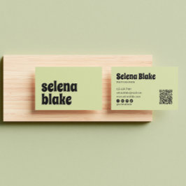 Minimalistische Limoen-kleur | Moderne QR-code Visitekaartje