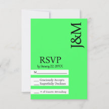 Minimalistische limoengroene RSVP kaart