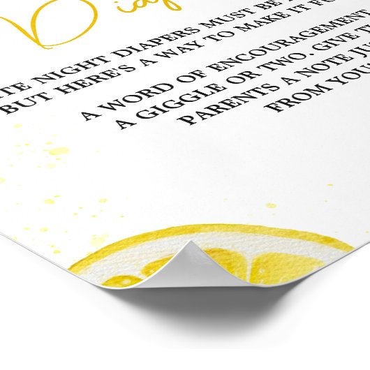 Minimalistische limonade Baby shower late night lu Poster (Hoek)