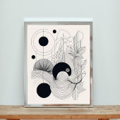 Minimalistische Line Art Abstract Botanisch Poster
