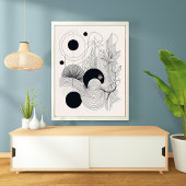 Minimalistische Line Art Abstract Botanisch Poster