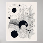 Minimalistische Line Art Abstract Botanisch Poster (Voorkant)
