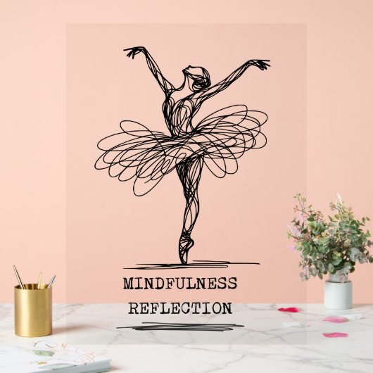 Minimalistische Line Art Ballerina Dance Design Acryl Bord (Huwelijk)