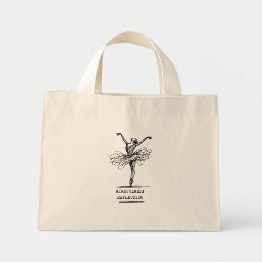 Minimalistische Line Art Ballerina Dance Design Mini Tote Bag (Voorkant)
