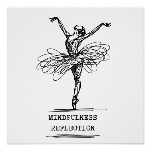 Minimalistische Line Art Ballerina Dance Design Perfect Poster (Voorkant)
