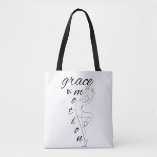 Minimalistische line art ballerina & dance quote tote bag