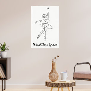 Minimalistische Line Art Ballerina Poster