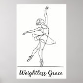 Minimalistische Line Art Ballerina Poster (Voorkant)