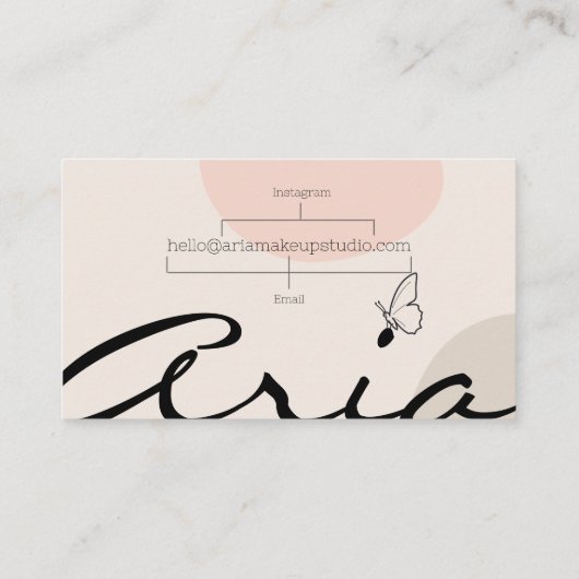 Minimalistische Line Art Butterfly Make-up Artist Visitekaartje (Achterkant)
