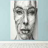 Minimalistische Line Art Canvas | Abstract menseli (Insitu (Houten vloer))