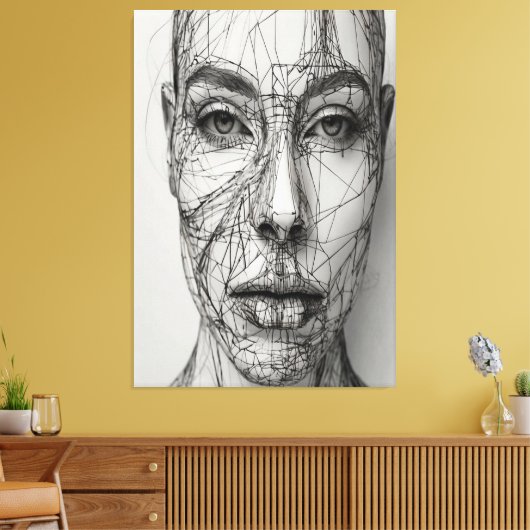 Minimalistische Line Art Canvas | Abstract menseli (Insitu (Woonkamer))