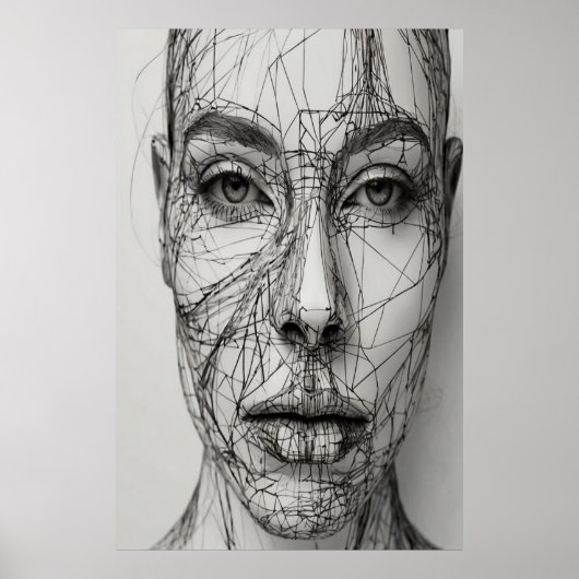 Minimalistische Line Art Canvas | Abstract menseli Poster (Voorkant)