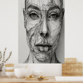 Minimalistische Line Art Canvas | Abstract menseli Poster (Keuken)