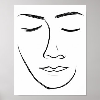 Minimalistische Line Art Face Poster