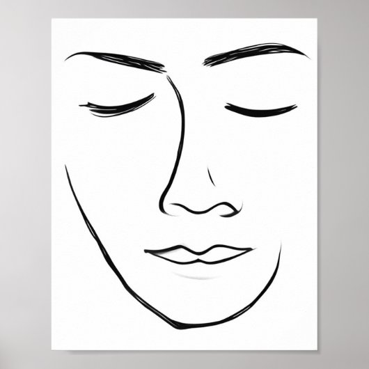 Minimalistische Line Art Face Poster (Voorkant)