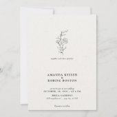 Minimalistische Line Art Floral bruiloft uitnodigi Kaart (Voorkant)