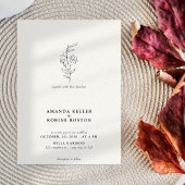 Minimalistische Line Art Floral bruiloft uitnodigi Kaart