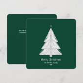 Minimalistische Line-Art kerstboom met geometrisch Bedankkaart (Voorkant / Achterkant)