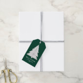 Minimalistische Line-Art kerstboom met geometrisch Cadeaulabel (Met Touw)