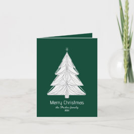 Minimalistische Line-Art kerstboom met geometrisch Feestdagen Kaart