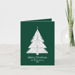Minimalistische Line-Art kerstboom met geometrisch Feestdagen Kaart