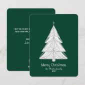 Minimalistische Line-Art kerstboom met geometrisch Feestdagenkaart (Voorkant / Achterkant)