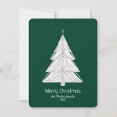 Minimalistische Line-Art kerstboom met geometrisch Feestdagenkaart (Voorkant)