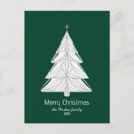 Minimalistische Line-Art kerstboom met geometrisch Feestdagenkaart