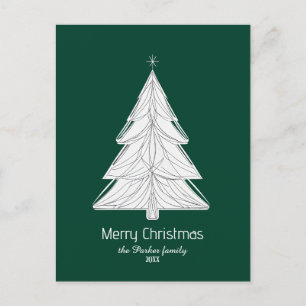 Minimalistische Line-Art kerstboom met geometrisch Feestdagenkaart