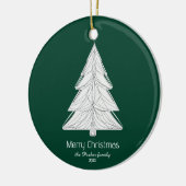 Minimalistische Line-Art kerstboom met geometrisch Keramisch Ornament (Links)