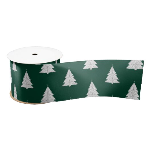 Minimalistische Line-Art kerstboom met geometrisch Satijnen Lint (Spoel)