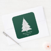 Minimalistische Line-Art kerstboom met geometrisch Vierkante Sticker (Envelop)