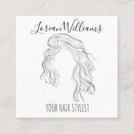 Minimalistische Line Art Long Wavy Natural Hair St Afsprakenkaartje