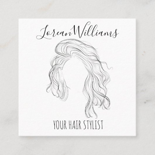 Minimalistische Line Art Long Wavy Natural Hair St Afsprakenkaartje (Voorkant)