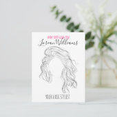 Minimalistische Line Art Long Wavy Natural Hair St Briefkaart (Staand voorkant)