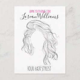 Minimalistische Line Art Long Wavy Natural Hair St Briefkaart