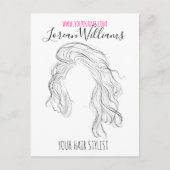 Minimalistische Line Art Long Wavy Natural Hair St Briefkaart (Voorkant)
