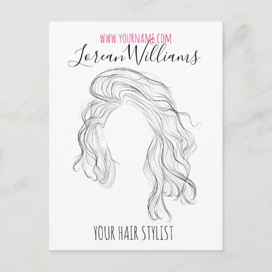 Minimalistische Line Art Long Wavy Natural Hair St Briefkaart (Voorkant)